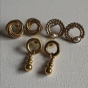 90s Gold Statement Earrings Set of 3